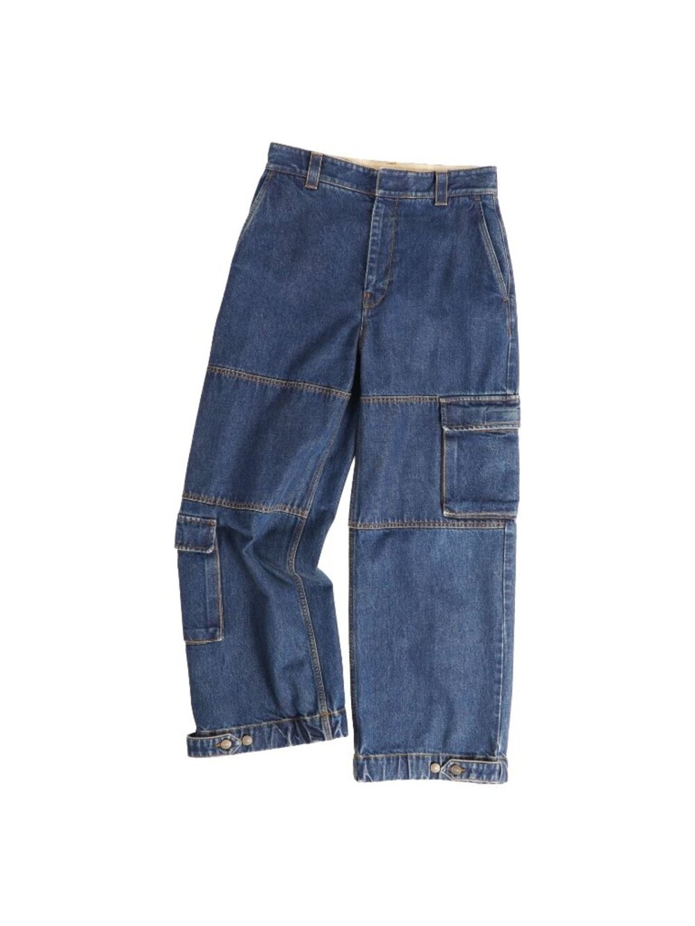 Gucci Pants Denim Cargo Wide Cotton Blue 44